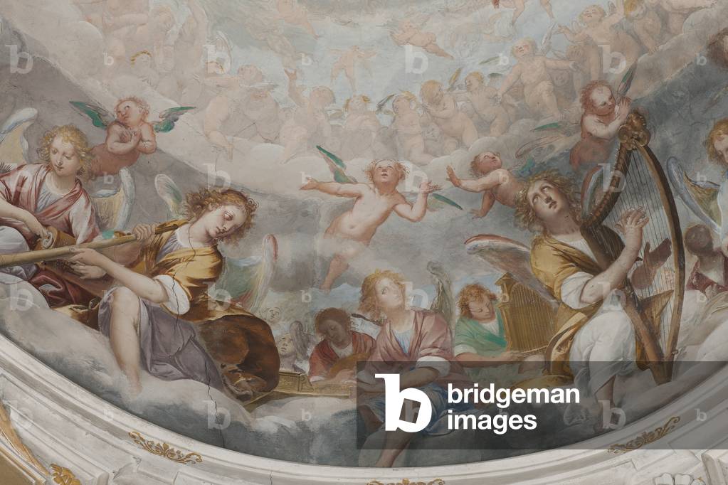 Angels, musician angels and puttos, detail of Paradise with eternal Father, c.1623-34 (fresco) (detail of 3496185)