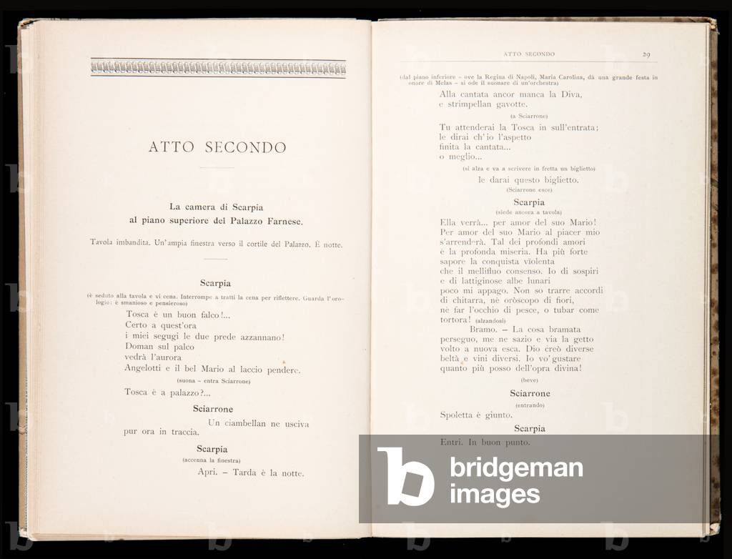 Libretto della Tosca by Giacomo Puccini, Edition Ricordi, Italy, 1899