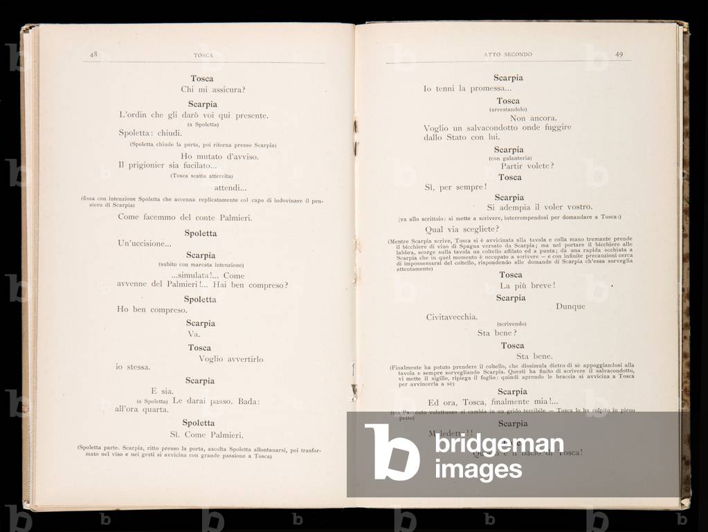 Libretto della Tosca by Giacomo Puccini, Edition Ricordi, Italy, 1899