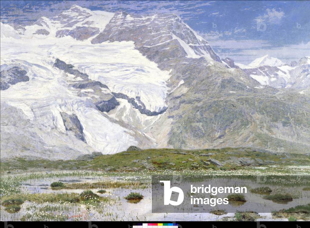 View of the Cambrena glacier in the Swiss Alps Painting by Filippo Carcano (1840-1914) 1897 Dim. 135 x 195 cm Private collection