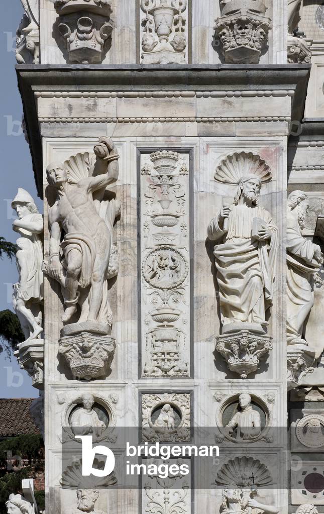Detail of the exterior of Certosa di Pavia, Province of Pavia, Lombardy, Italy (photo)