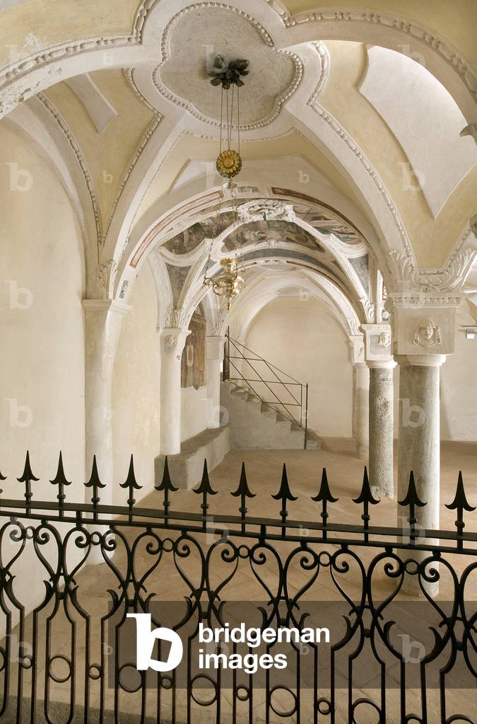 View of the crypt with stuccoes, Church of Santo Stefano, Vimercate, Monza Brianza, Lombardy, Italy (photo)