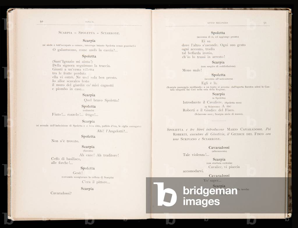 Libretto della Tosca by Giacomo Puccini, Edition Ricordi, Italy, 1899