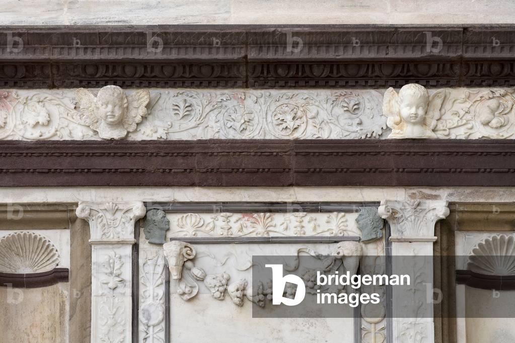 Detail of the exterior of Certosa di Pavia, Province of Pavia, Lombardy, Italy (photo)