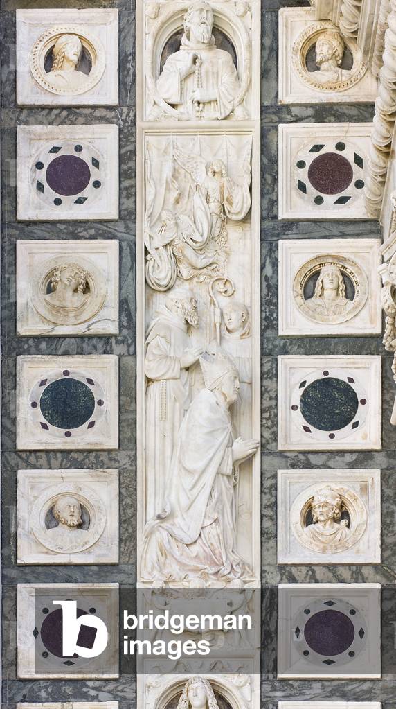 Saint Ugone, detail of the exterior of Certosa di Pavia, Province of Pavia, Lombardy, Italy (photo)
