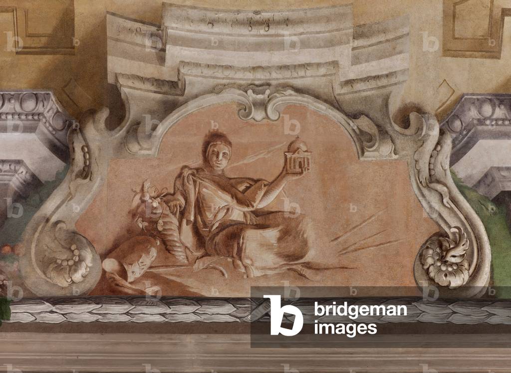 Detail of the Ceiling of the Ballroom of the Dugnani Palace decorates by Giambattista Tiepolo (1696-1770) representing mythological figures - 18th century