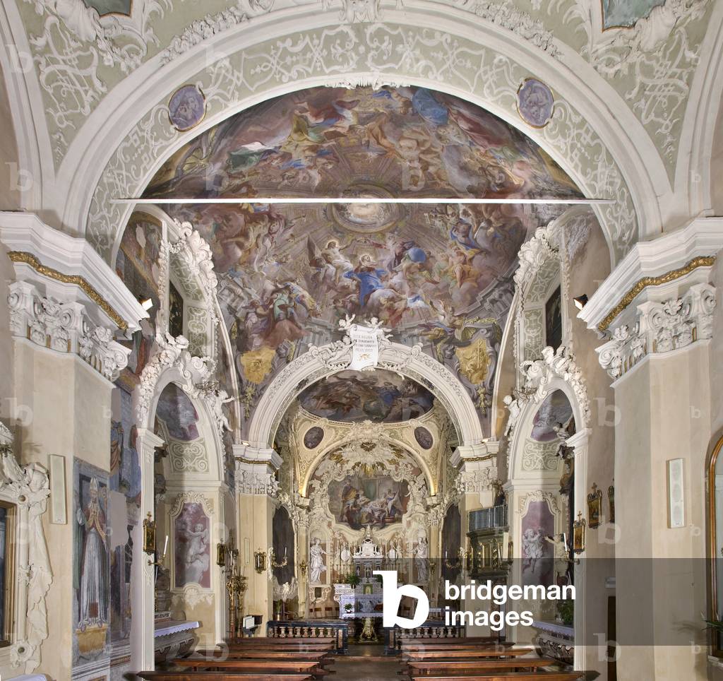 View of the nave, Church of Saint Mary, Lanzo D'Intelvi, Scaria, Como, Lombardy, Italy (photo)