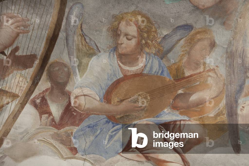 Angels, musician angels and puttos, detail of Paradise with eternal Father, c.1623-34 (fresco) (detail of 3496185)