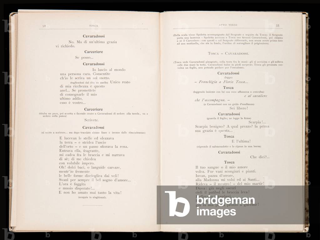 Libretto della Tosca by Giacomo Puccini, Edition Ricordi, Italy, 1899