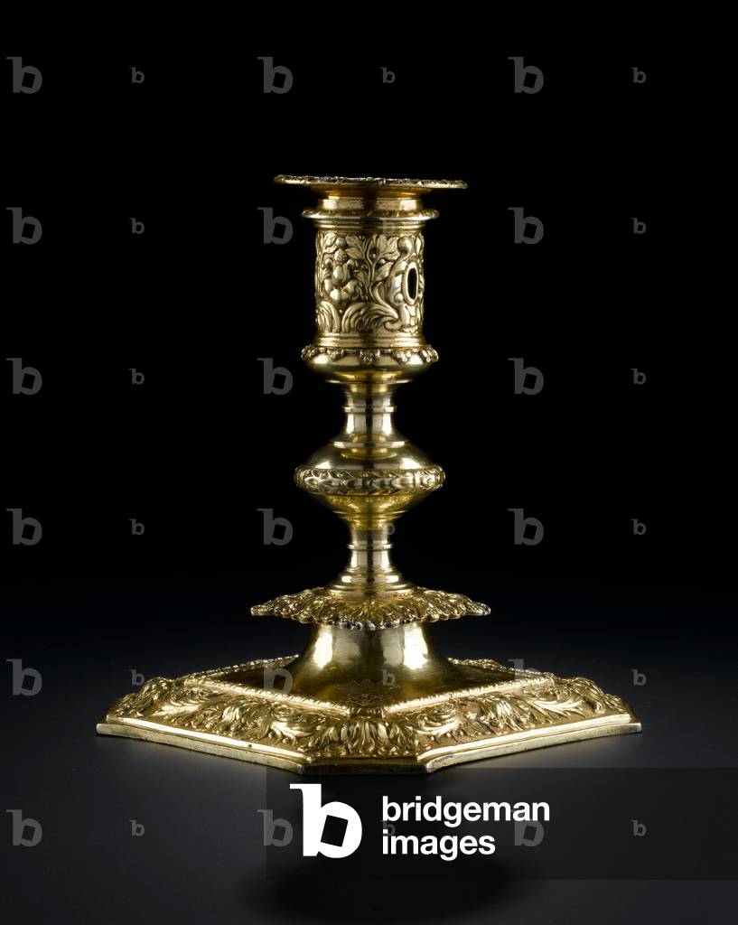 Silver-gilt candlestick with detachable nozzle, from the Lennoxlove toilet service, owned by Frances Teresa Stewart, Duchess of Richmond and Lennox: French, Paris, by Pierre Masse, 1661 - 1662 (A.1954.8 Q)