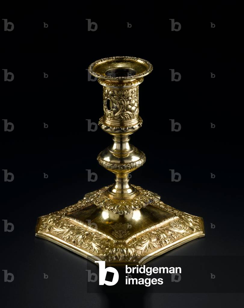 Silver-gilt candlestick with detachable nozzle, from the Lennoxlove toilet service, owned by Frances Teresa Stewart, Duchess of Richmond and Lennox: French, Paris, by Pierre Masse, 1661 - 1662 (A.1954.8 P)