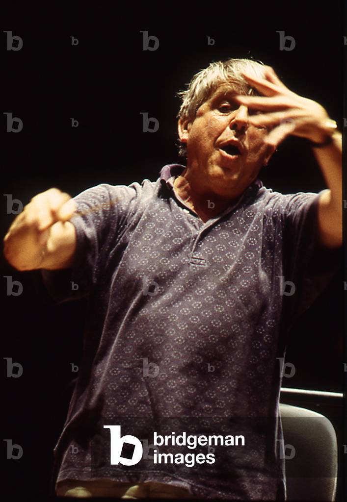 Armin Jordan - portrait of the Swiss conductor, conducting in March 1999. b. 9 April 1932.