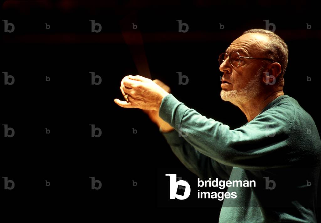Michael Gielen conducting  in Paris, 1998. Austrian conductor and composer b. 20 July 1927-.