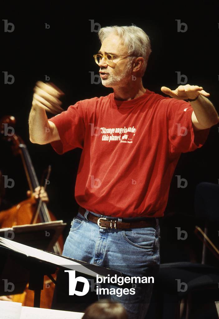 John Adams - portrait of the American composer and conductor during a rehearsal, Cite de la Musique, Paris, France, September 2002