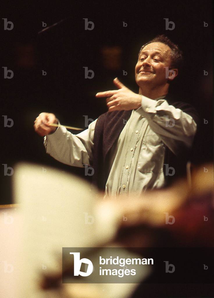 Emmanuel Krivine - portrait of the French conductor, conducting in February 2001. b. 1947.