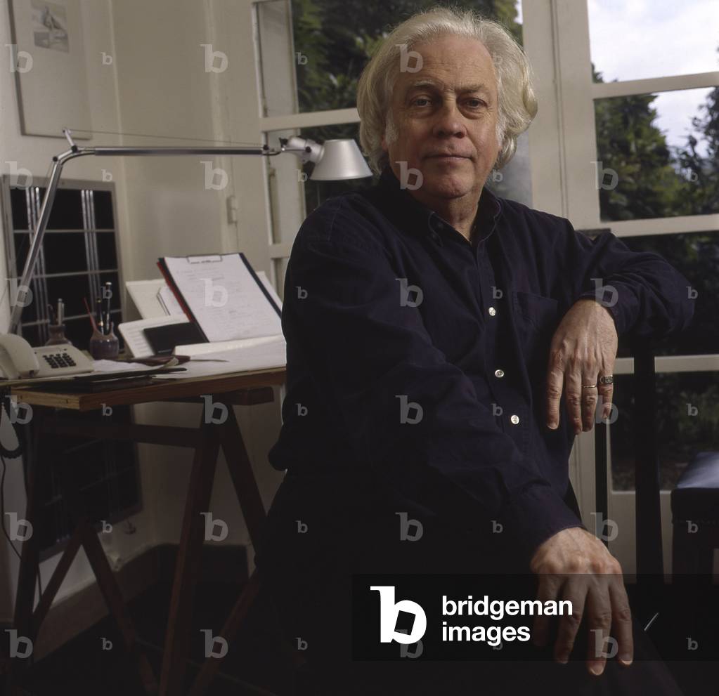 Gilbert Amy - portrait of the French composer in his home in Paris, October 2000. b. 1936.