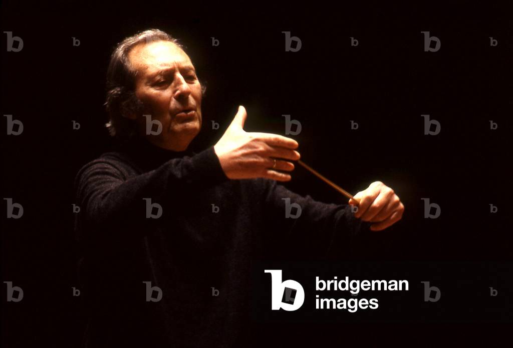 Carlo Maria Giulini conducting in Paris, France, 1989. CMG: Italian conductor, b May 9, 1914 - June 14, 2005