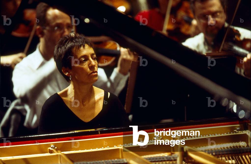 Maria João Pires - portrait of the Portuguese pianist rehearsing with the Orchestre de Paris, in Paris, France in February 2001. b. 23 July 1944.