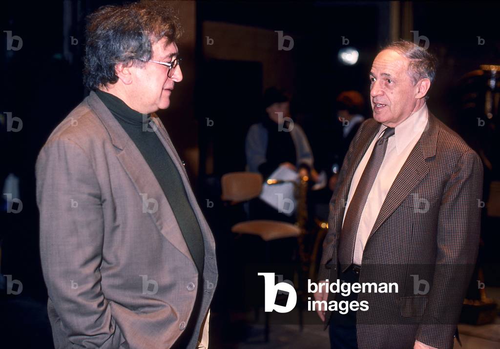 Pierre Boulez and Luciano Berio at the Théâtre du Châtelet, Paris, 1989 (photo)