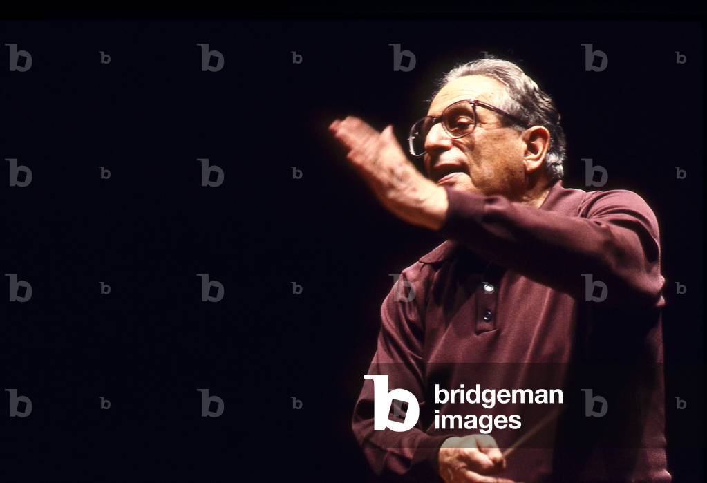 Kurt Sanderling - German conductor at a rehearsal with the 'Orchestre de Paris' (Paris Orchestra), Paris, France, March 1993. b. 19 September 1912.