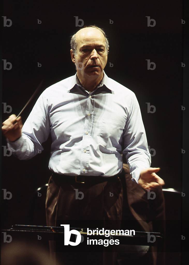 Matthias Bamert - portrait of the Swiss conductor, conducting the Orchestra of Paris, February 2003. b. 5 July 1942.
