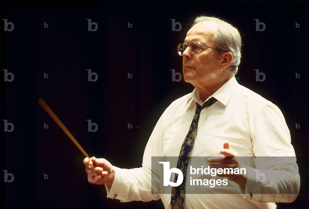 Wolfgang Sawallisch - German conductor conducting the 'Orchestre de Paris', Paris, France, 1994. b.26 August 1923.