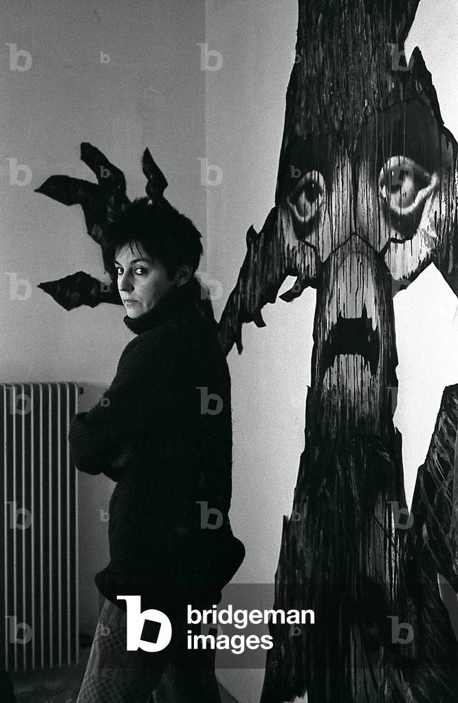 Annette Messager in 1983, Paris. French artist. Techniques include painting, sculpture, photography, embroidery, installation. b. 30 November 1943 -.