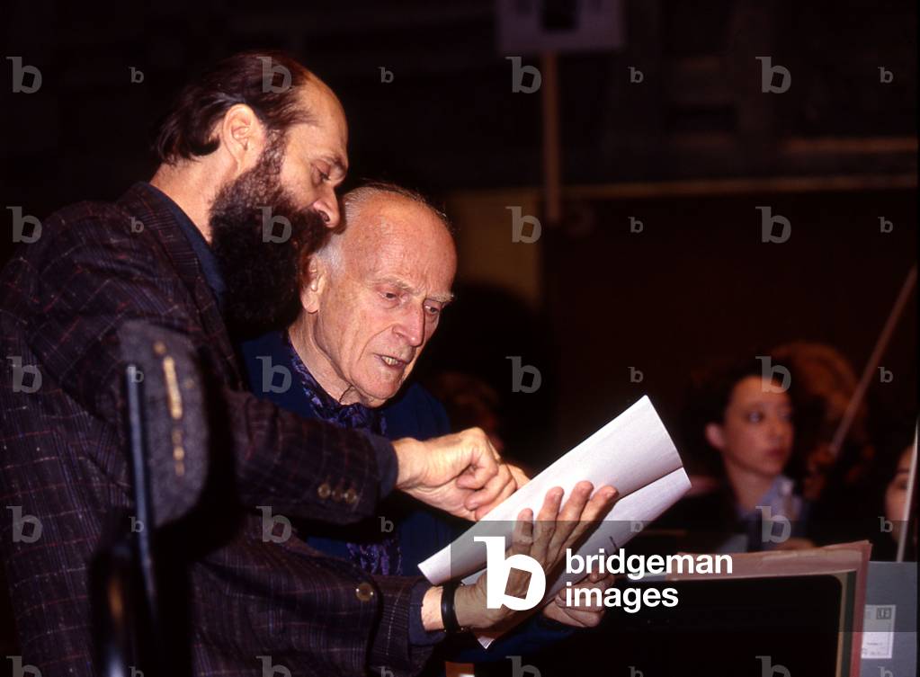 Yehudi Menuhin. American violinist, did 22 04 1916 and died 12 03 1999, with composer Arva � Part in 10 1993