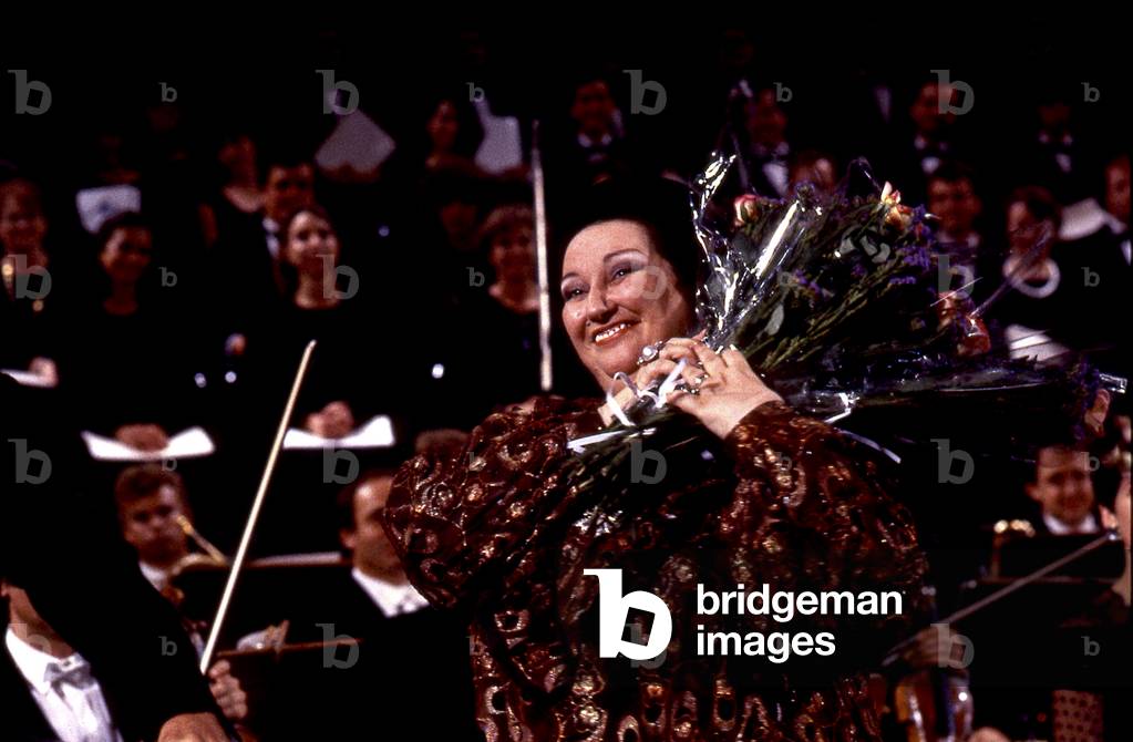 Montserrat Caballé  at the Festival de Radio France et de Montpellier in July 1986.  Spanish Catalan operatic soprano, b. 12 April 1933.