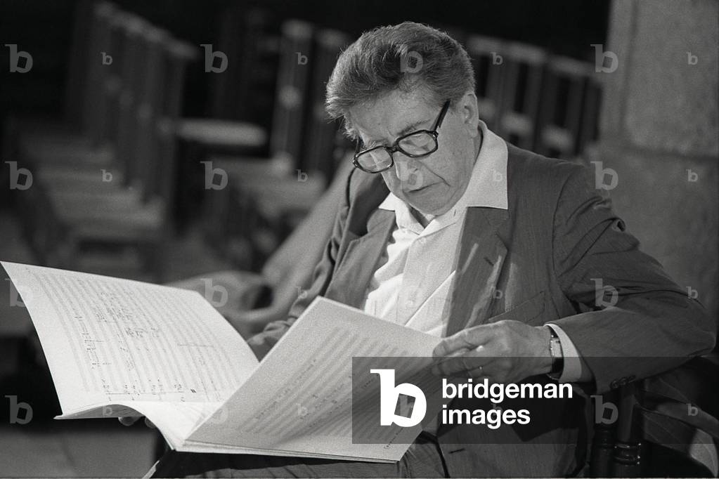 portrait of the French composer born in 1916 - Besançon music festival  - church of Ornan (25) - 09 1991