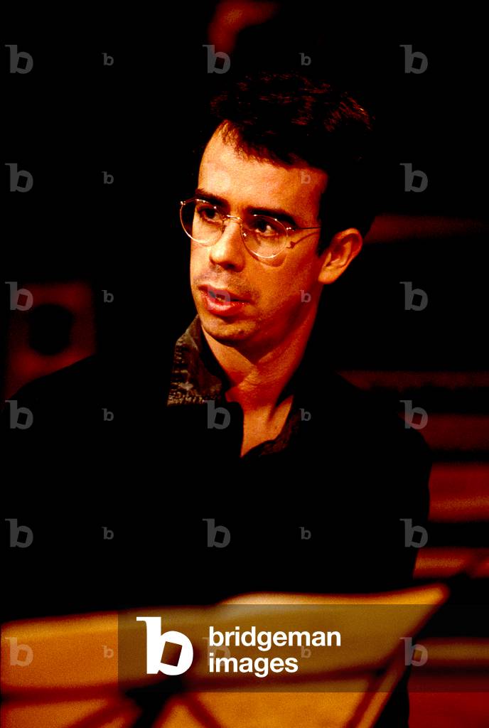 Pierre Hantaï (b. 1964) - portait seated at harpsichord. French harpsichord player, Paris 1996.