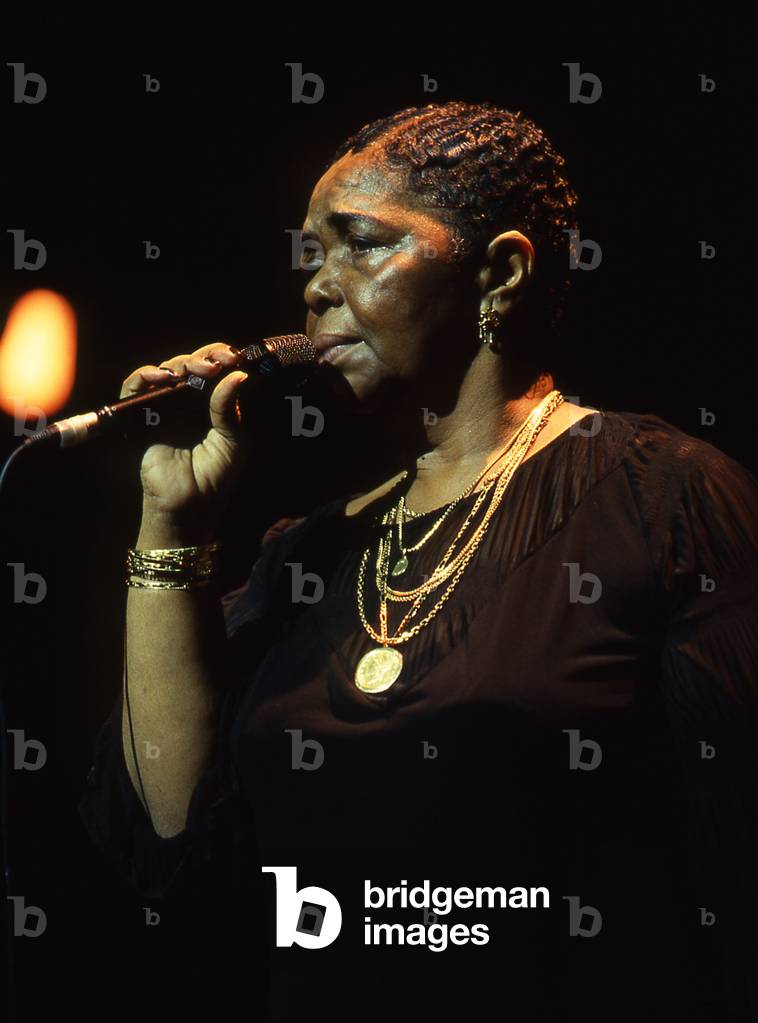 Cesaria Evora performing March 2003.  Folk singer from Cape Verde. b. 27 August 1941.