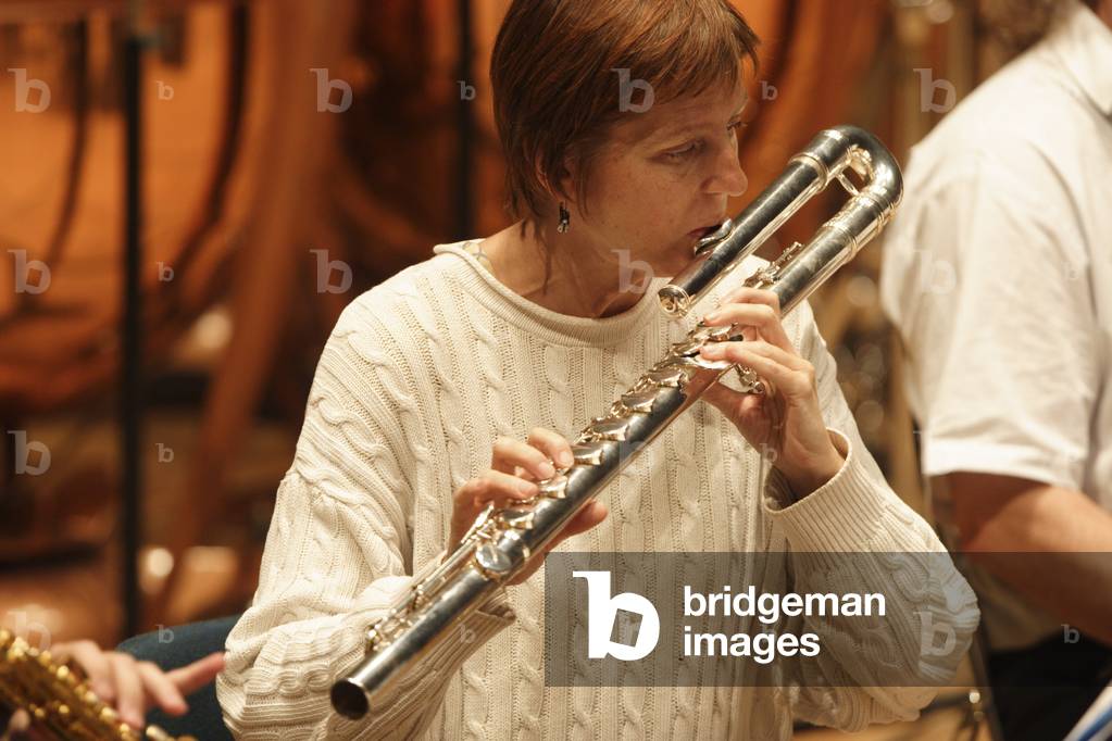 Ensemble Intercontemporain - Soloist Sophie Cherrier playing the flute at the Cité de la Musique, Paris, France, October 2006.