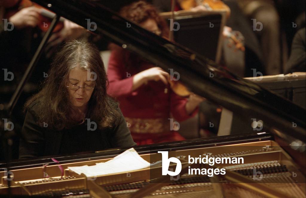 Martha Argerich performing with the Orchestre Philharmonique de Radio France, Theatre des Champs Elysees, Paris, March 2006. Argentinian pianist, b. 5 June 1941