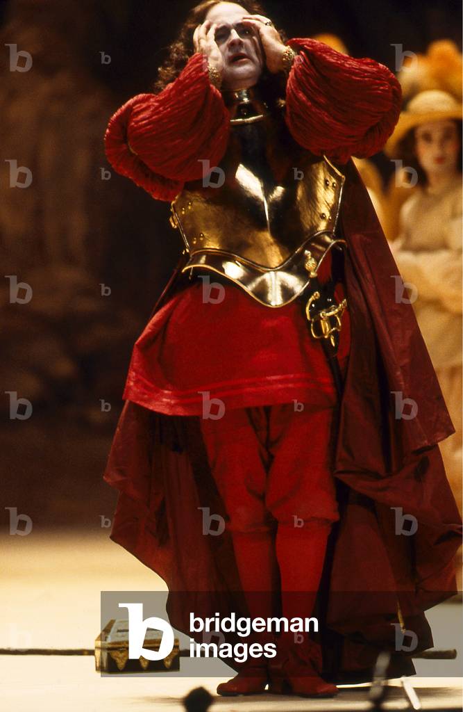 Jose van Dam n title role of Roland, opera by Jean-Baptiste Lully written in 1685. Set design Gilbert Deflo, Theatre des Champs Elysees, Paris.