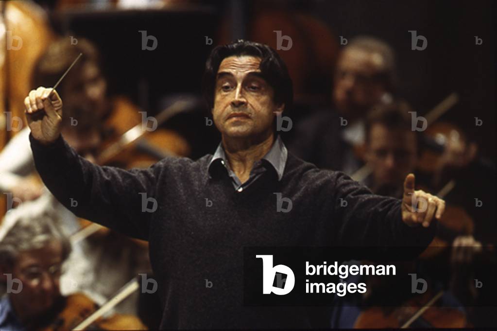 Riccardo Muti - portrait of the Italian conductor, April 2002. Born 28 July 1941.