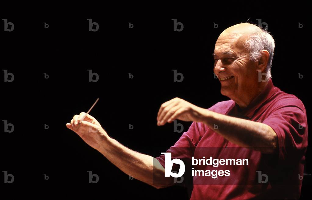 Georg Solti portrait  of the  Hugarish conductor - 1912 - 1997 Paris 1986