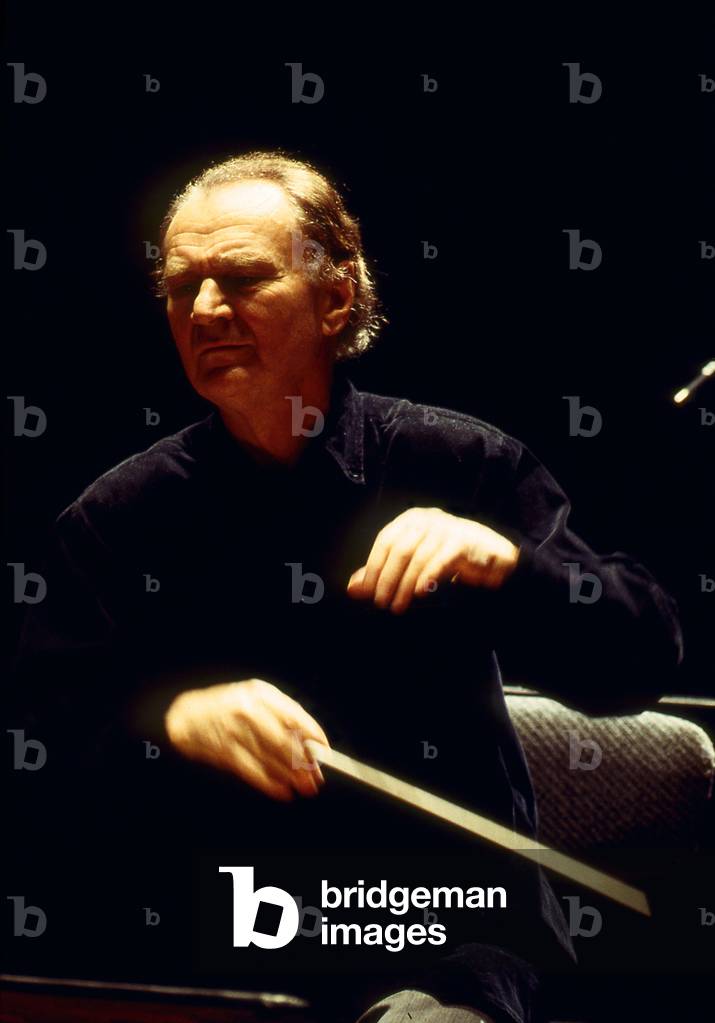 Jerzy Semkov conducting, Paris, 1996. Polish conductor, b. 1928. February 1996.