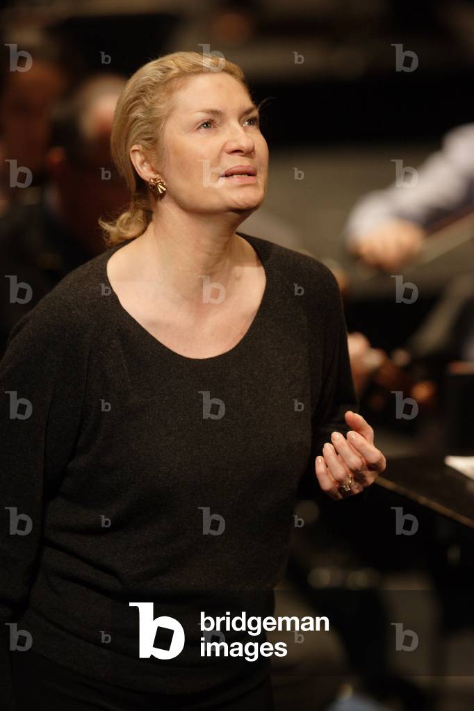 Annick Massis singing with the Ensemble Orchestral de Paris at the Théatre des Champs Elysées, Paris, December 2009. French soprano, b. 1960-.