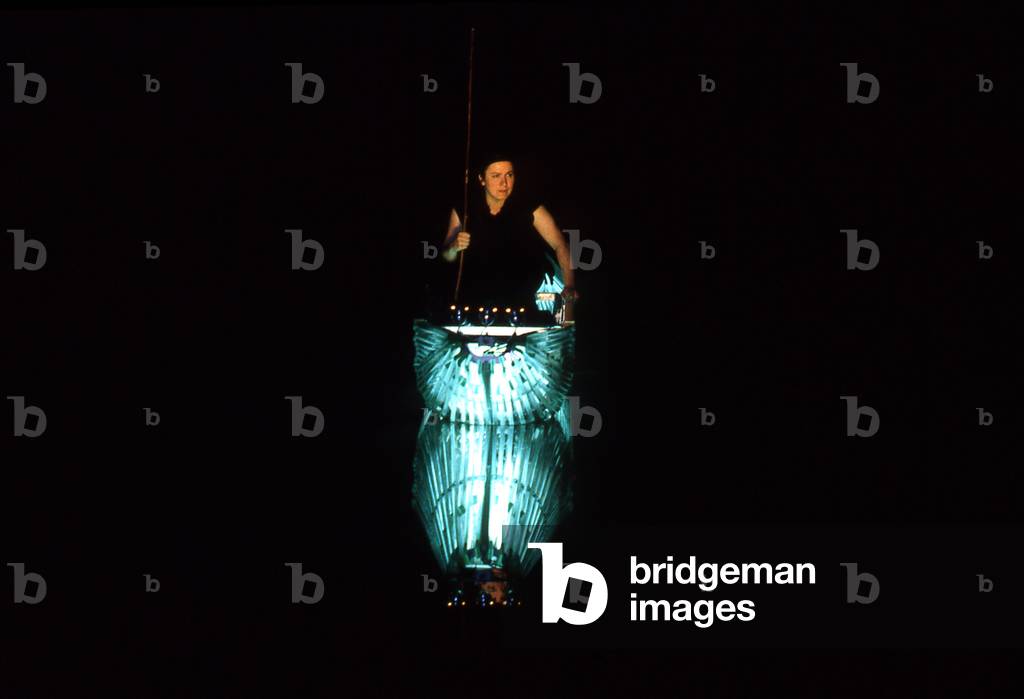 Lili  Paasikivi, Finnish mezzo-soprano, performing in L'Amour de loin, opera  by Kaija Saariaho, November 2001, Théâtre du Châtelet, Paris. Directed by Peter Sellars with the Orchestre de Paris, conducted by Kent Nagano. French performance. Kaija Saariaho, Finnish composer, b. 14 october 1952 -.