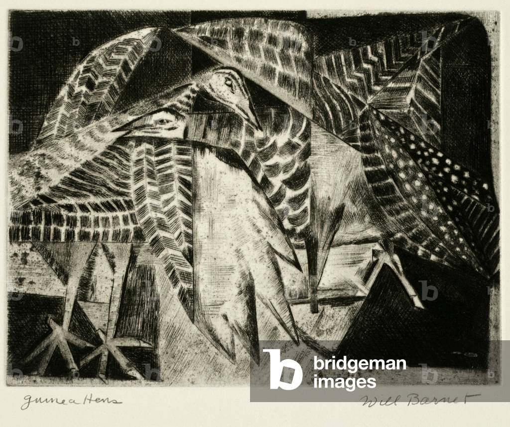 Guinea Hens, 1948 (etching & drypoint)