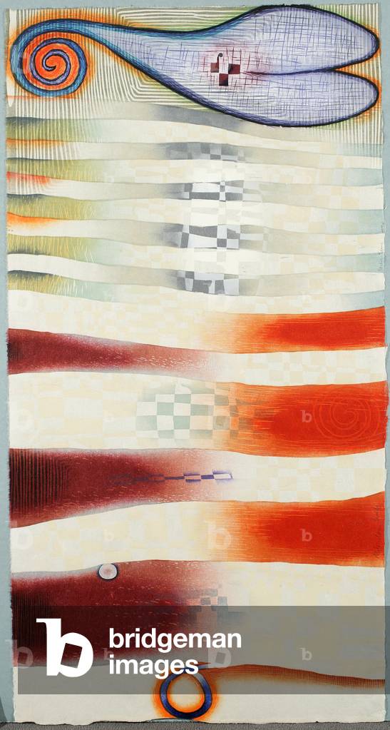 Molecular Web, 2004 (colour woodcut, with mica, on cream laid paper)