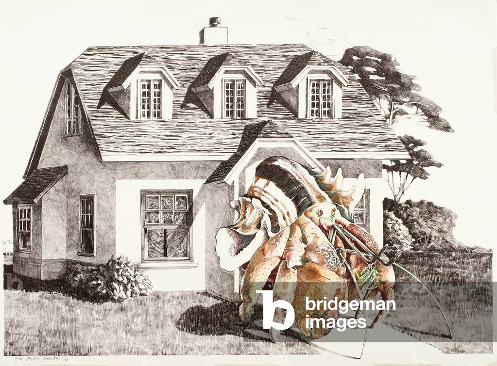 Hermit Crab, 1976 (hand-coloured litho with coloured pencil on paper)