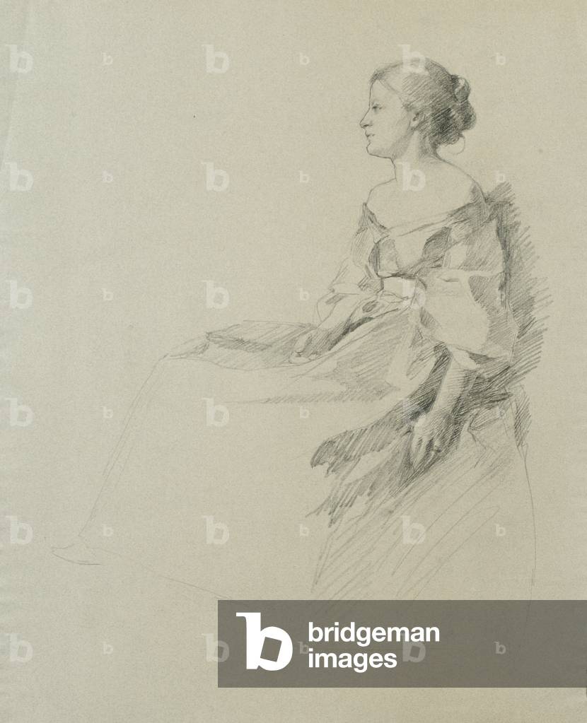 Seated woman in profile (pencil on paper)