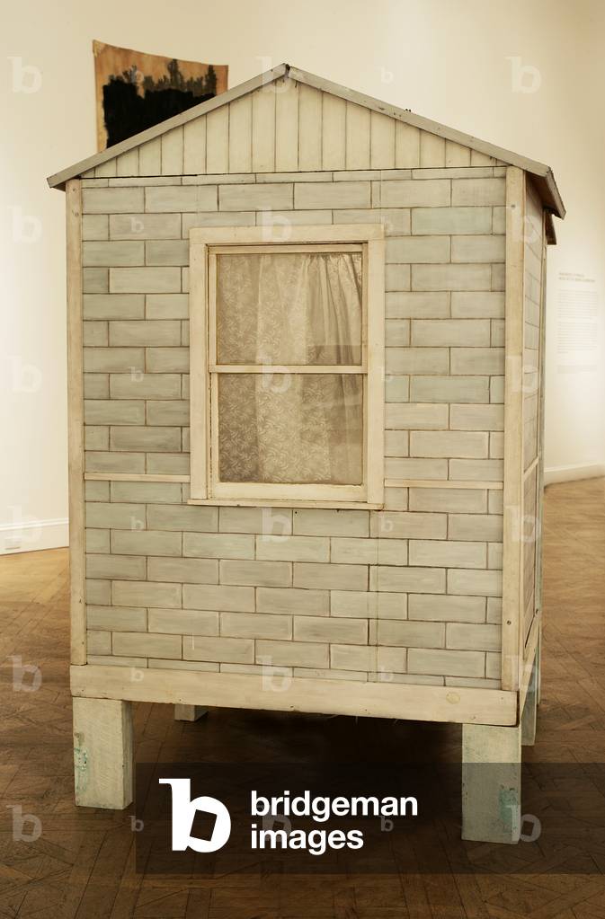 Tourist Cabin (Pensacola), 1976 (acrylic & enamel on wood & masonite, with glass, plastic, metal screening, wallpaper, & incandescent light)
