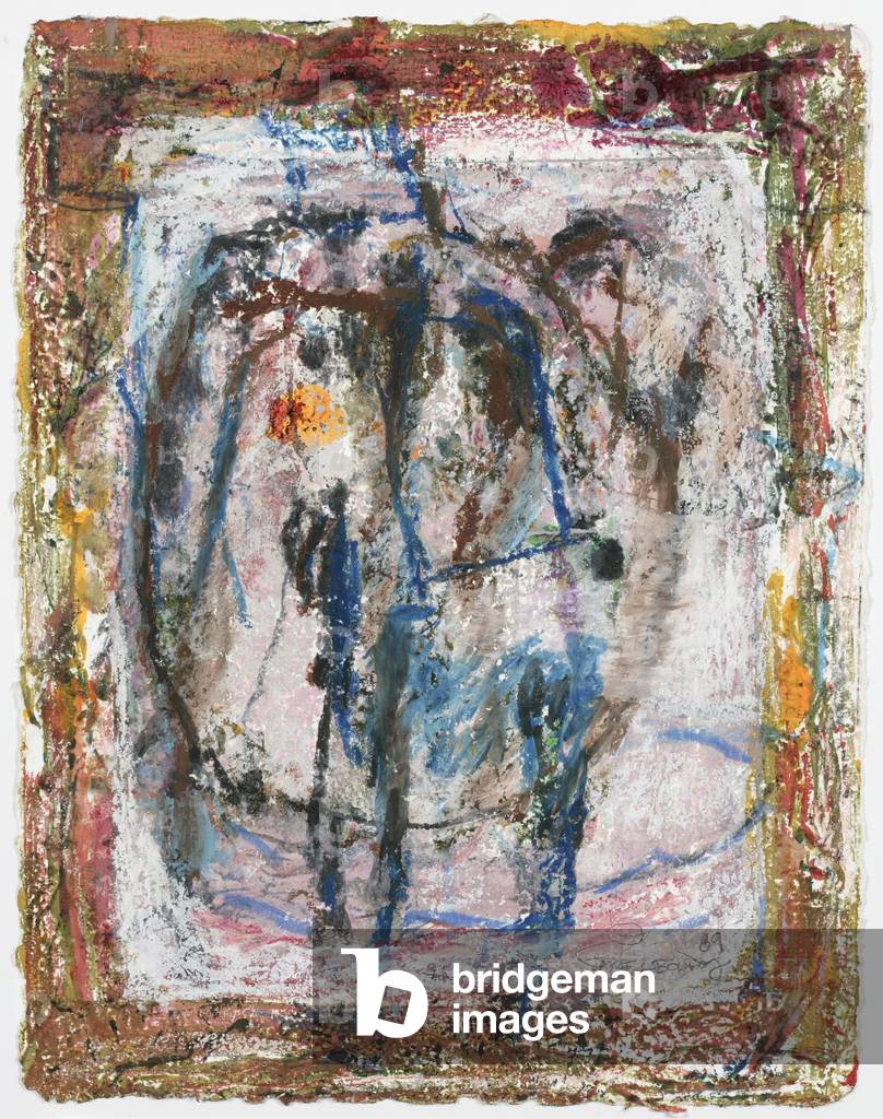 Dinner Plate, 1989 (retouched monotype with acrylic & oil pastel on paper)