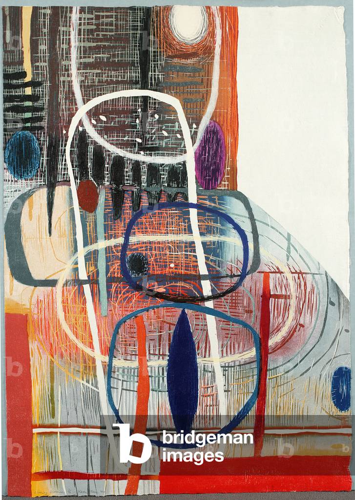 Listening Distance, 1995 (colour woodcut on cream laid paper)