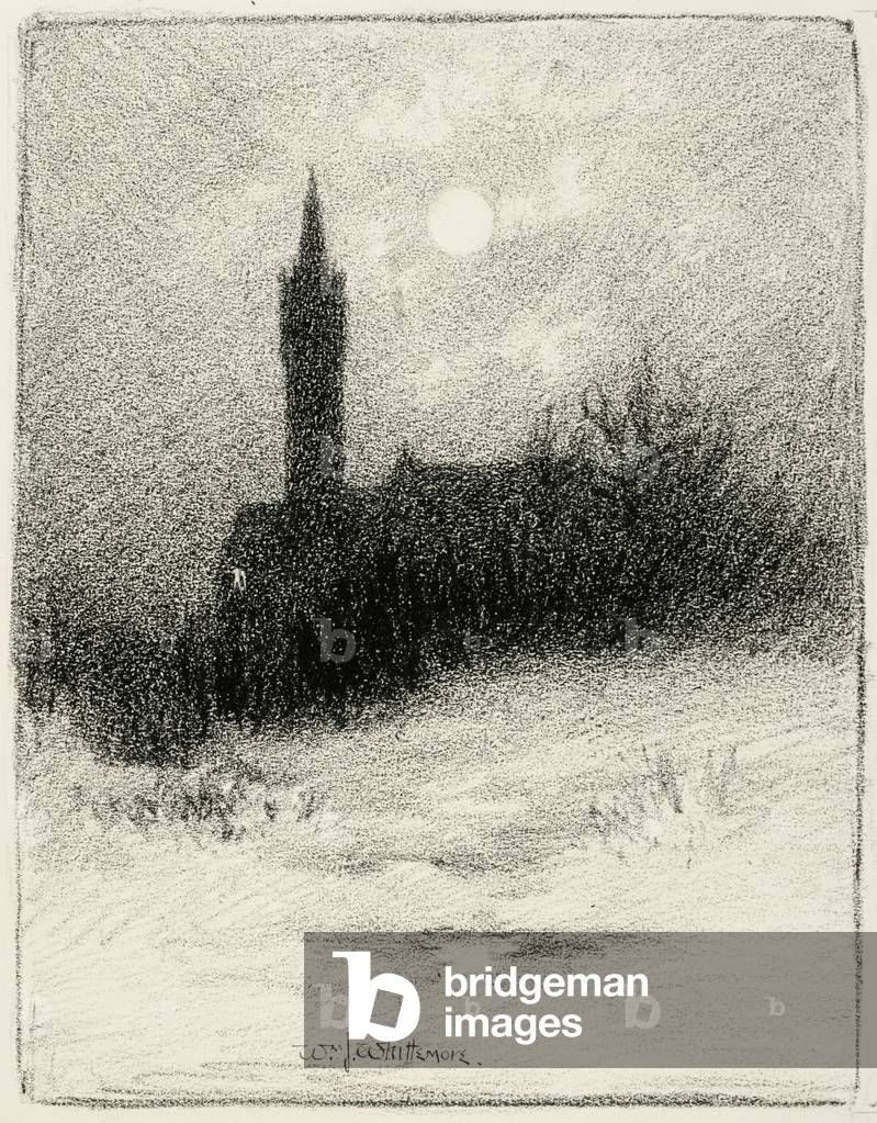 January Evening, 1887 (black crayon on cream wove paper)