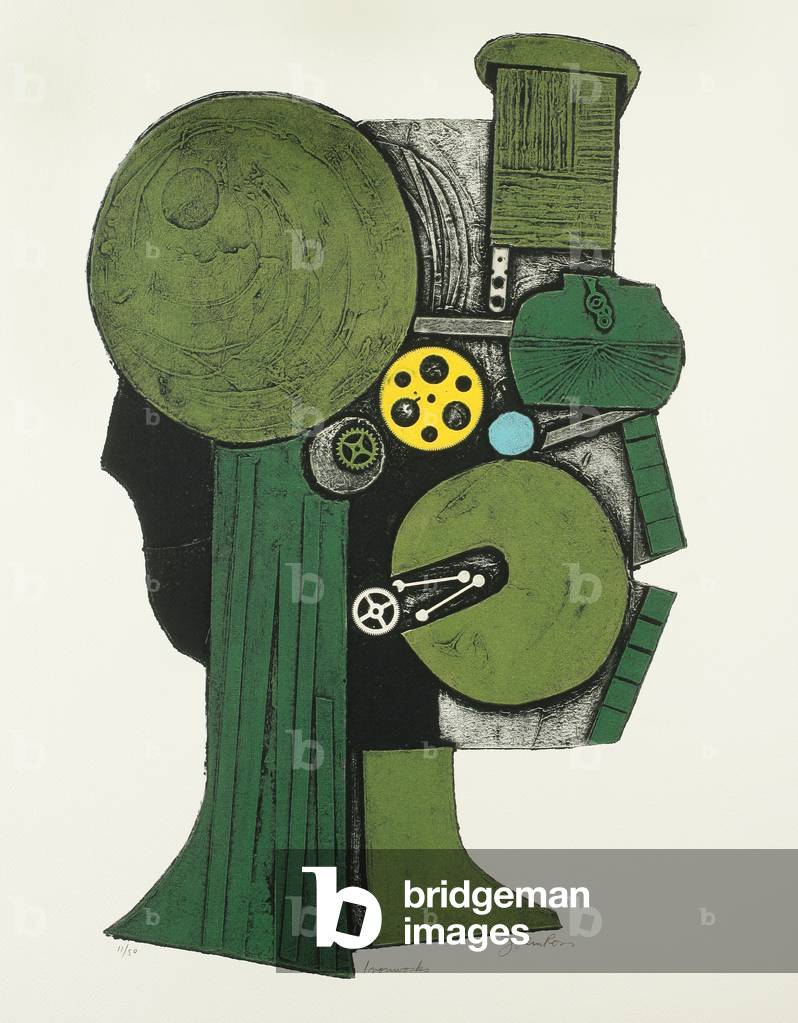 Ironworks, 1965 (colour collagraph on cream wove paper)