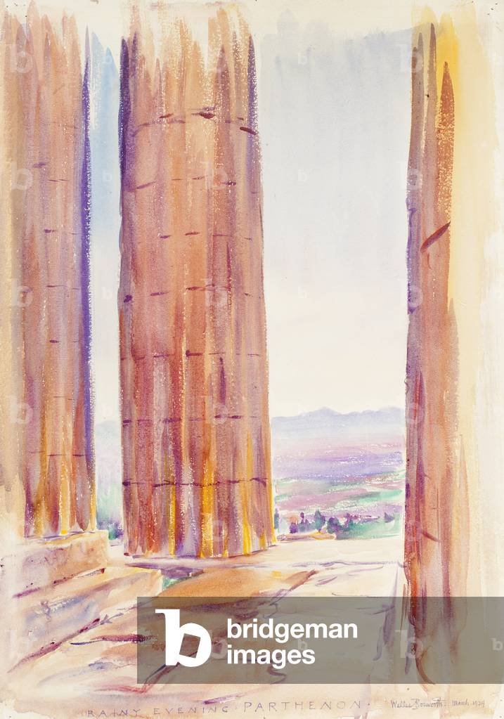 Rainy Evening, Parthenon, 1924 (w/c on paper)